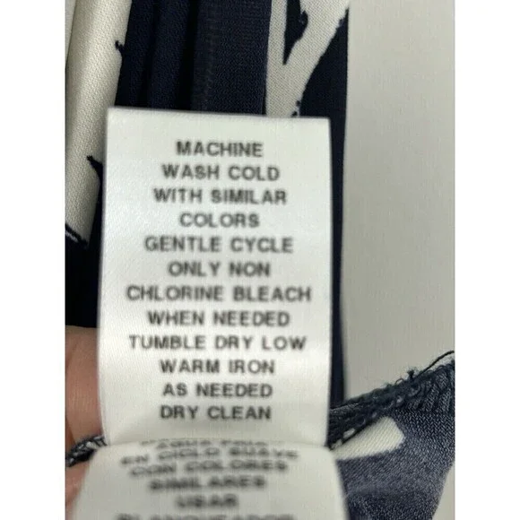 Maggy London Women Sz 8 Navy And Yellow Tropical Floral Cap Sleeve Wrap Dress N4 - Picture 11 of 11